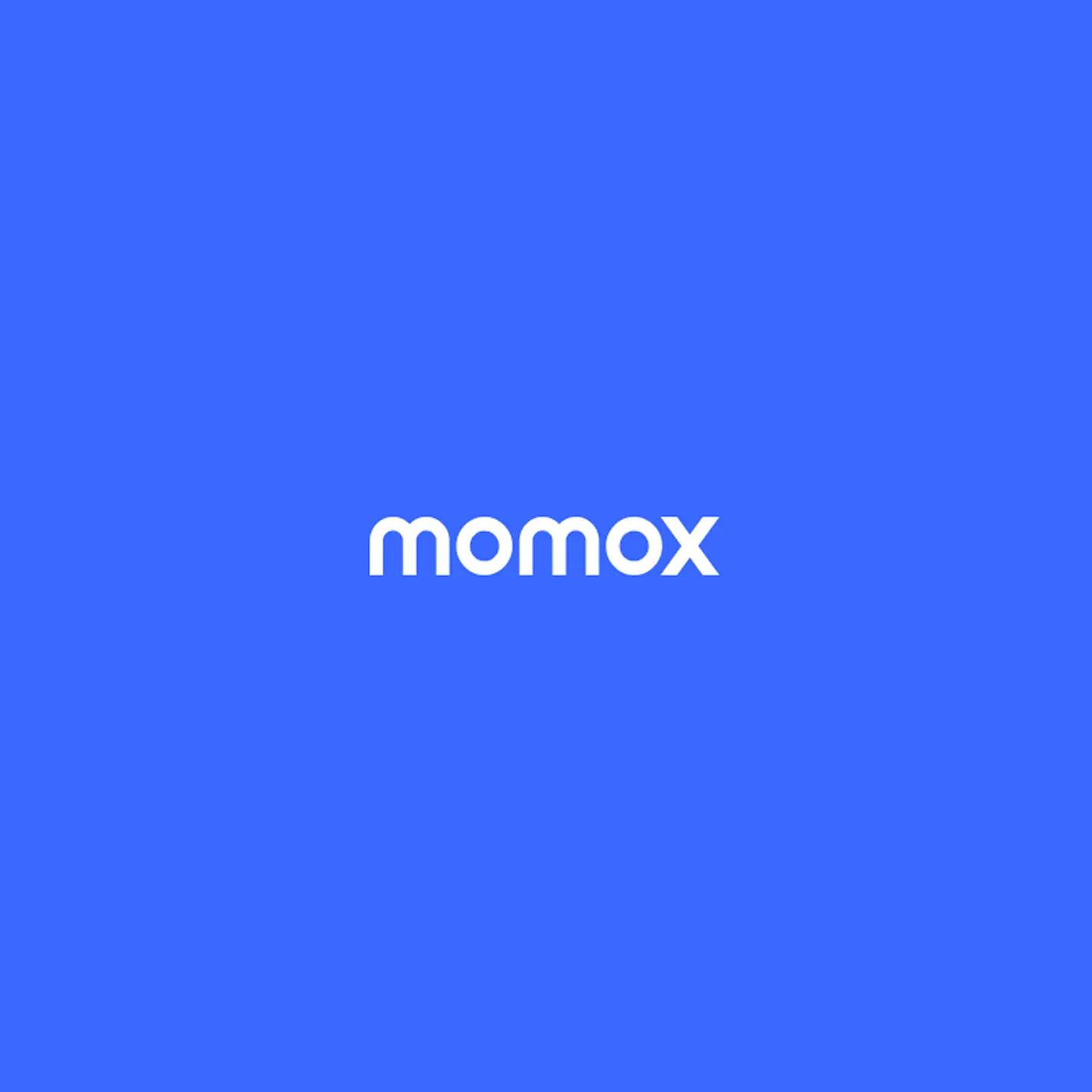 A cover image for the momox refresh project showing the momox logo on a blue background