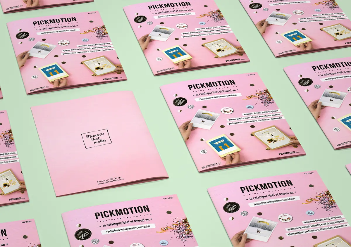 A cover image for the Pickmotion Christmas catalogue project showing a printed catalogue